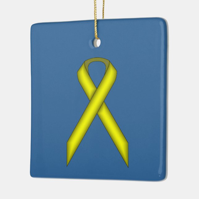 Yellow Standard Ribbon by Kenneth Yoncich Ceramic Ornament (Left)