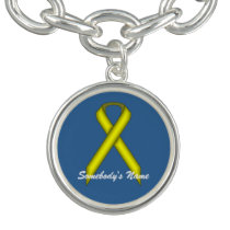 Yellow Standard Ribbon by Kenneth Yoncich Charm Bracelet