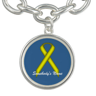 Yellow Standard Ribbon by Kenneth Yoncich Charm Bracelet
