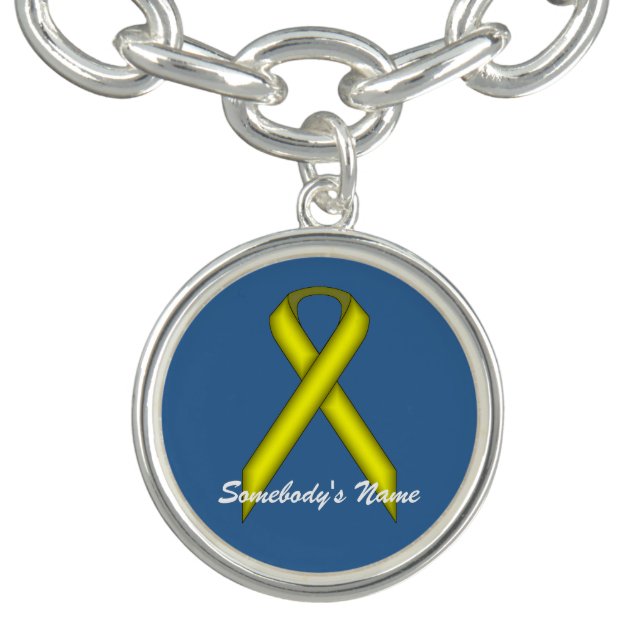 Yellow Standard Ribbon by Kenneth Yoncich Charm Bracelet (Design)