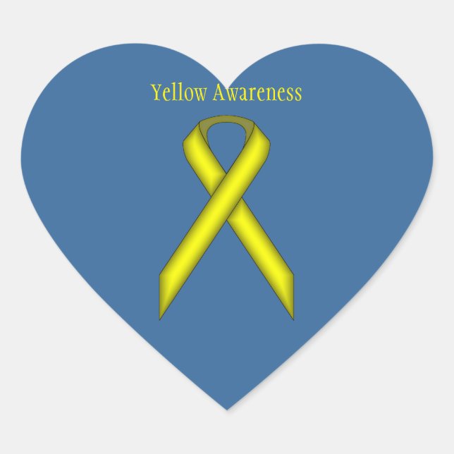 Yellow Standard Ribbon by Kenneth Yoncich Heart Sticker (Front)