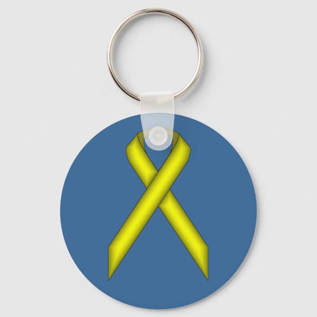 Yellow Standard Ribbon by Kenneth Yoncich Keychain (Front)
