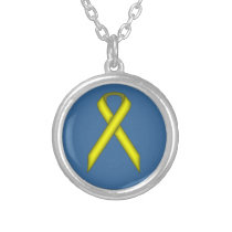 Yellow Standard Ribbon by Kenneth Yoncich Silver Plated Necklace