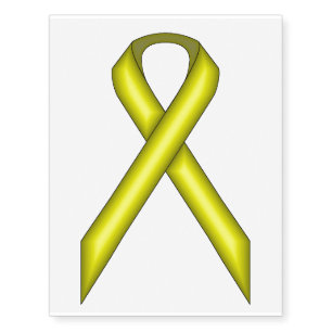 Yellow Standard Ribbon by Kenneth Yoncich Temporary Tattoos