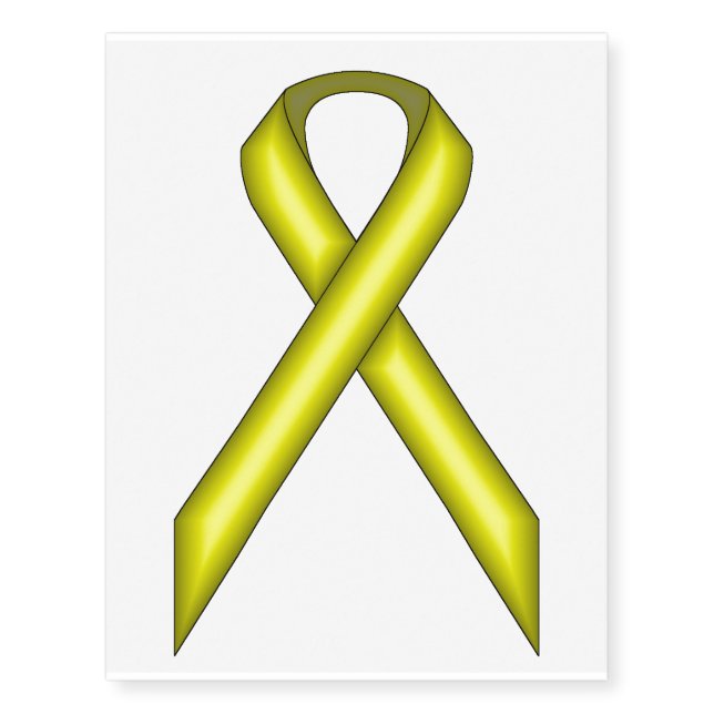Yellow Standard Ribbon by Kenneth Yoncich Temporary Tattoos (Front)