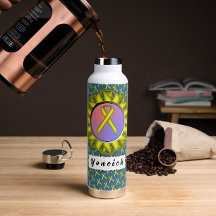 Yellow Standard Ribbon by Kenneth Yoncich Water Bottle