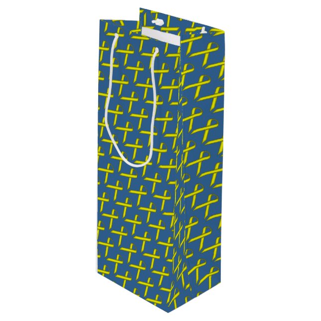 Yellow Standard Ribbon by Kenneth Yoncich Wine Gift Bag (Front Angled)