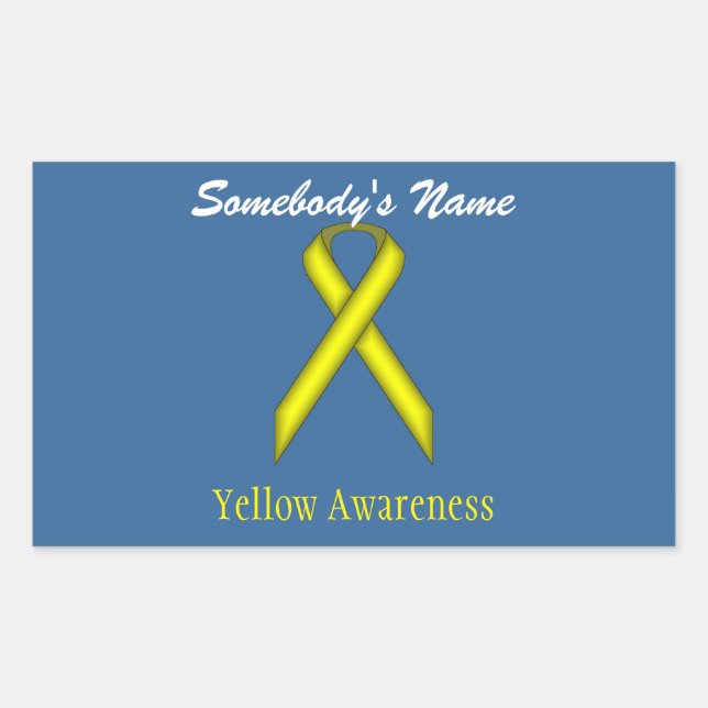 Yellow Standard Ribbon Rectangular Sticker (Front)