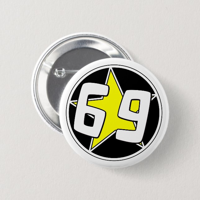 Yellow Star 69  Button (Front & Back)
