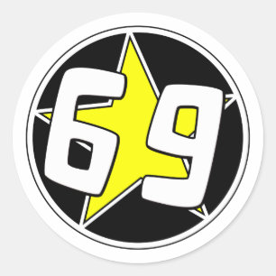 Yellow Star 69 Classic Round Sticker