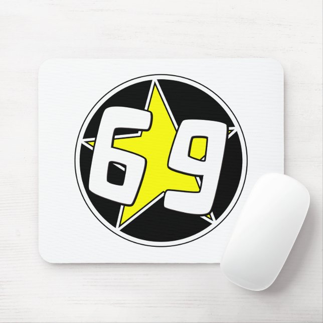 Yellow Star 69  Mouse Pad (With Mouse)