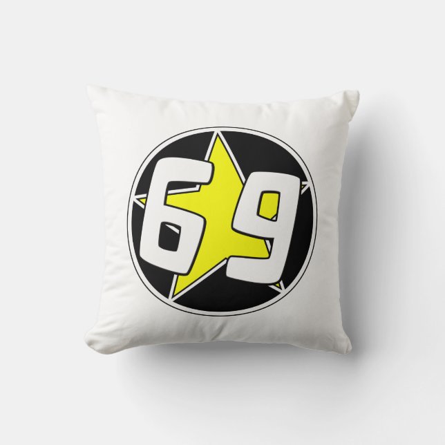 Yellow Star 69  Throw Pillow (Front)