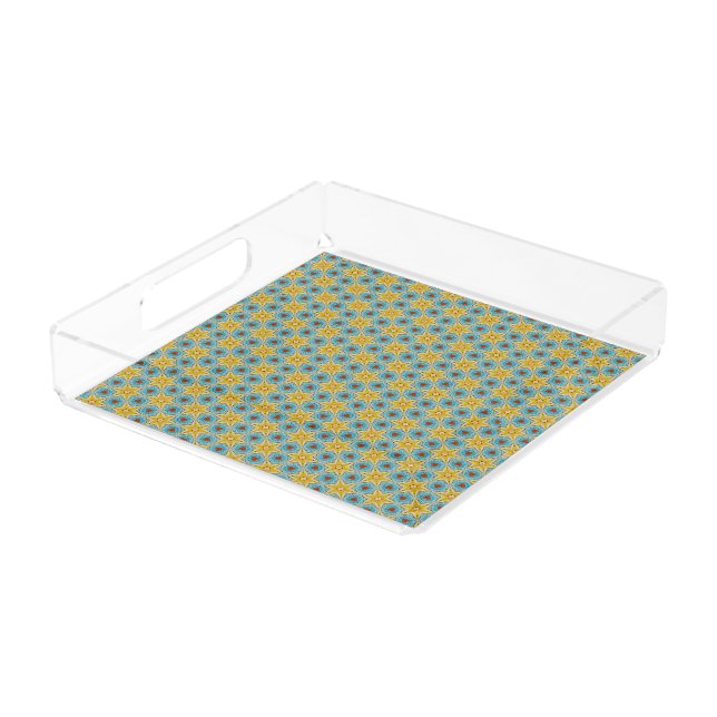 Yellow Star Abstract Acrylic Tray (Angled)
