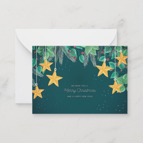 Yellow Star And Leaves Note Card