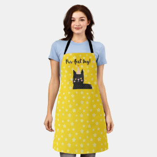 Yellow Star Black Cat Perfect Day Animal Apron