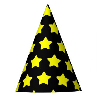 Yellow Star Black Party Hat