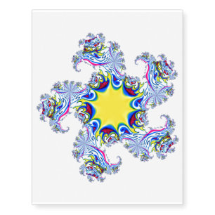 Yellow Star Fractal Image Temporary Tattoos
