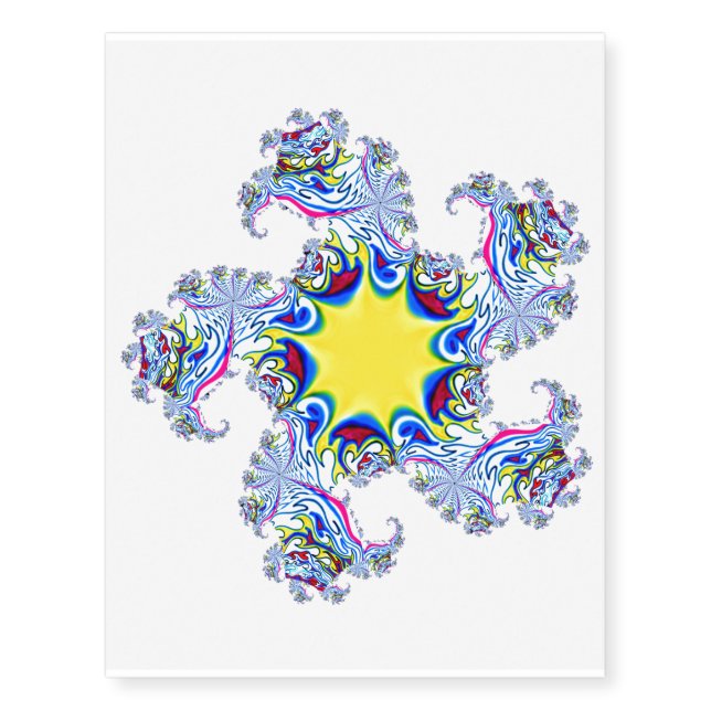 Yellow Star Fractal Image     Temporary Tattoos (Front)