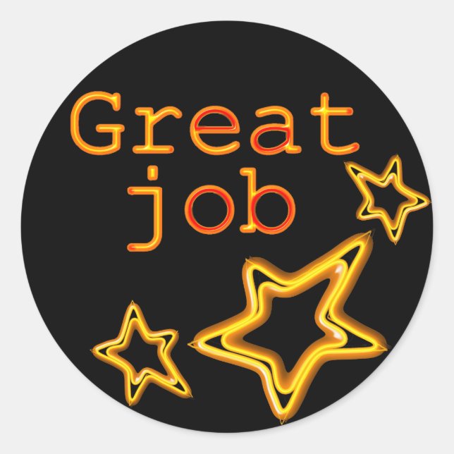 yellow star good job classic round sticker (Front)