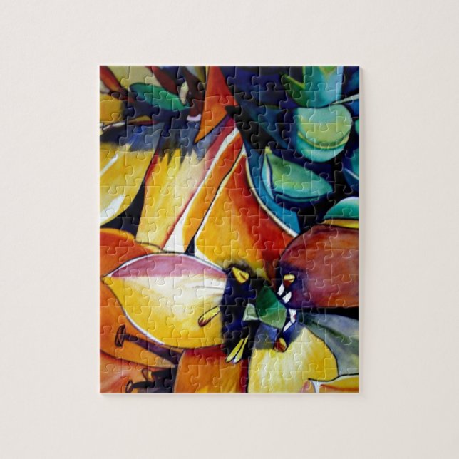 Yellow Star of Bethlehem flower watercolor art Jigsaw Puzzle (Vertical)