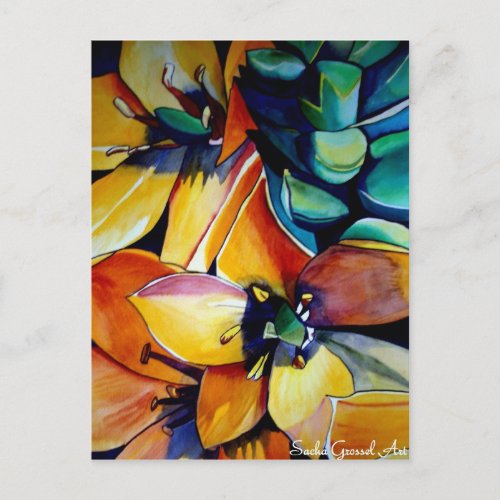 Yellow Star of Bethlehem flower watercolor art Postcard