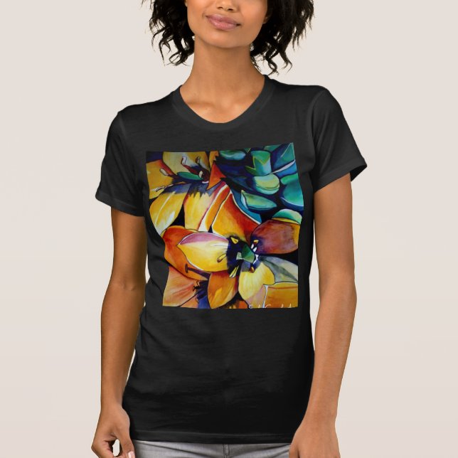Yellow Star of Bethlehem flower watercolor art T-Shirt (Front)
