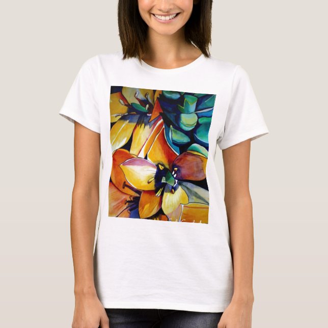 Yellow Star of Bethlehem flower watercolor art T-Shirt (Front)