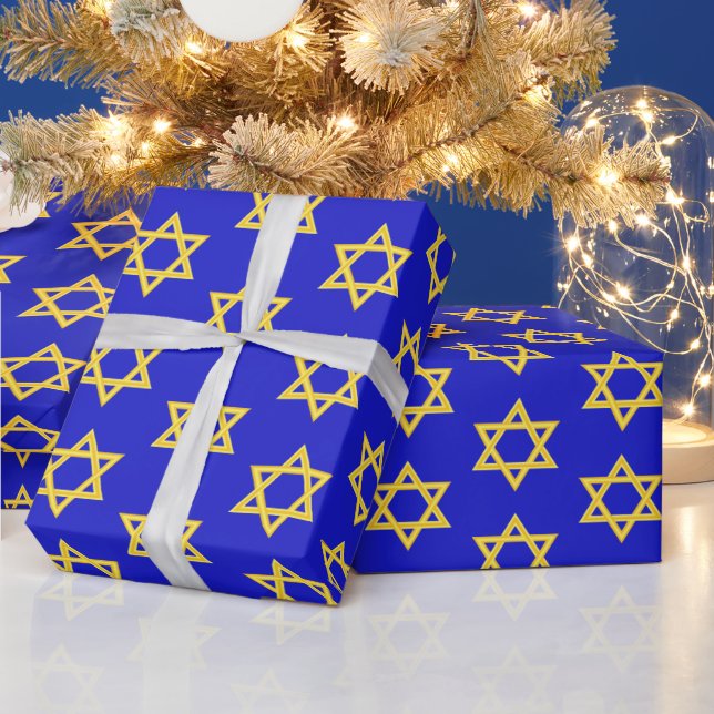 Yellow Star of David Wrapping Paper (Holidays)