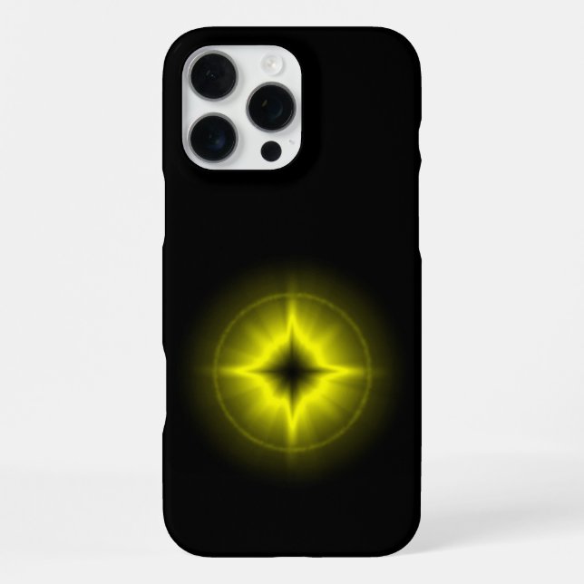 Yellow Star on black Iphone Case (Back)
