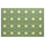 Yellow Star on Green Background Fabric