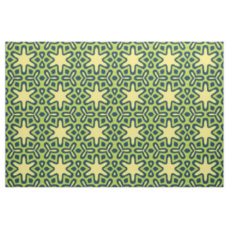 Yellow Star on Green Background Fabric