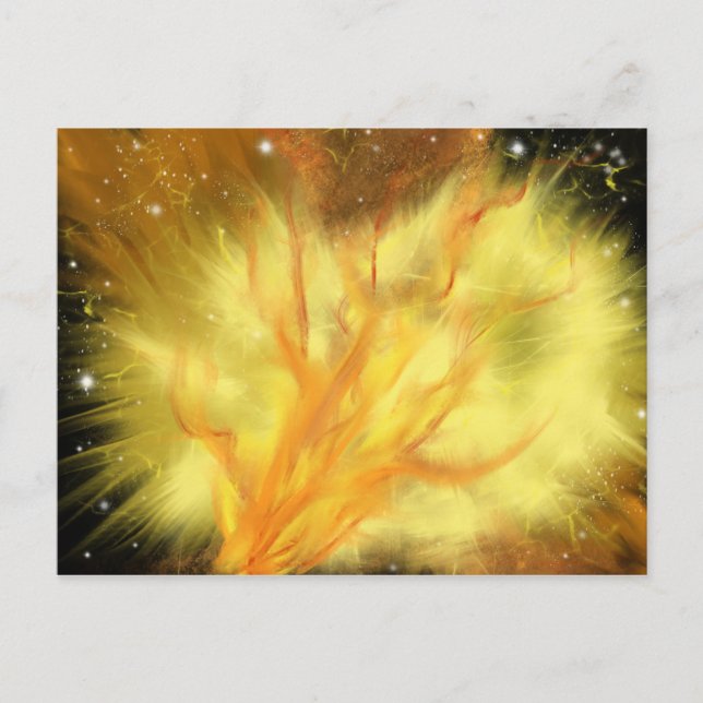Yellow Starburst & Orange Flames Painting HC Art Postcard (Front)