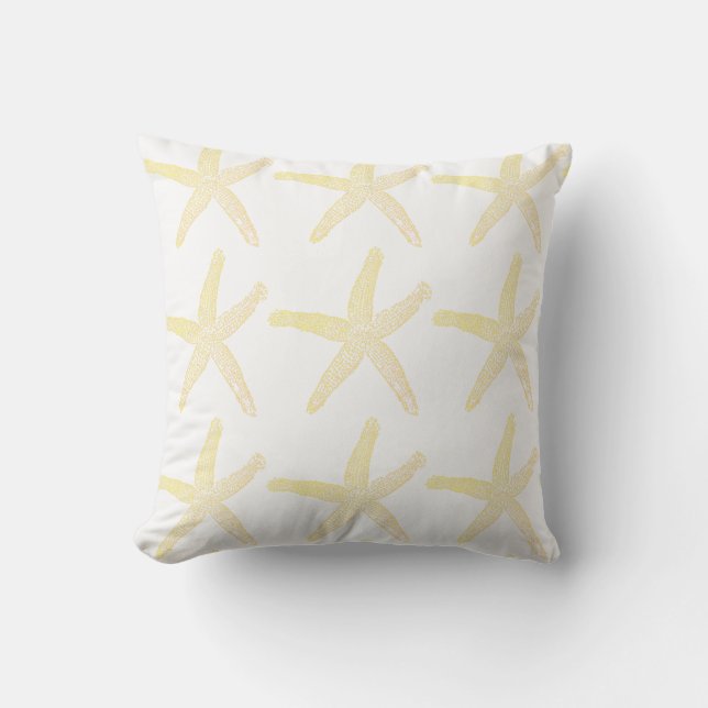 Yellow Starfish Pattern Beach Decor Gift Favor Outdoor Pillow (Front)
