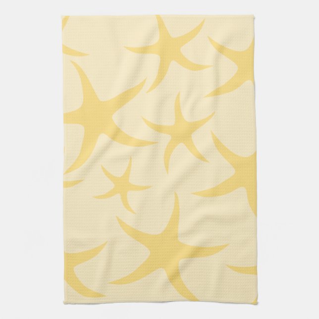 Yellow Starfish Pattern. Kitchen Towel (Vertical)