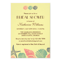 Yellow Starfish Seashells Bridal Shower Invitation