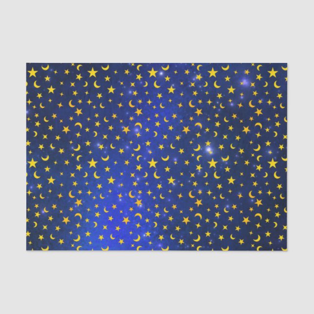 Yellow Stars and Blue Galaxy Tissue Paper (Front)