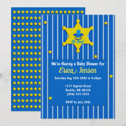 Yellow Stars and Pacifier Baby Boy Shower Invitation