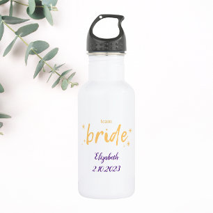Yellow Stars and Purple Elegant Bride Stainless Steel Water Bottle