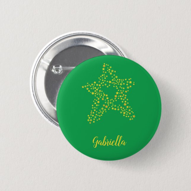 Yellow stars in star on green button (Front & Back)