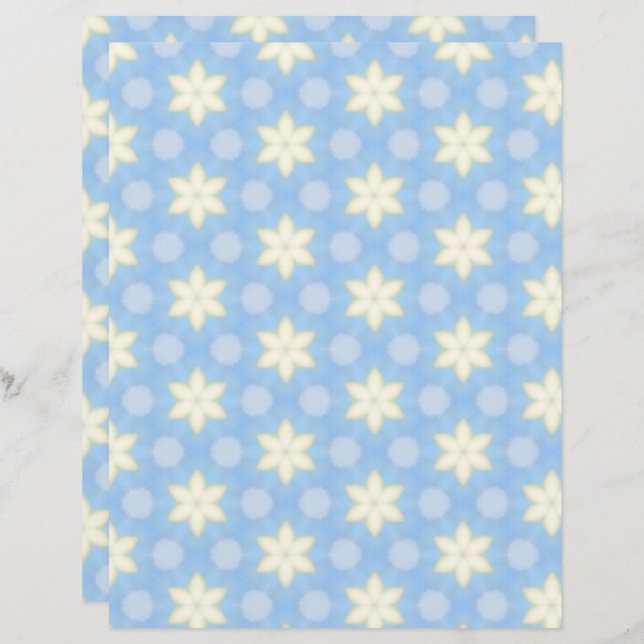 Yellow Stars on Blue Scrapbook Paper (Front/Back)