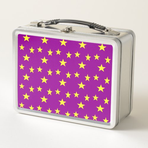 Yellow stars on purple metal lunch box