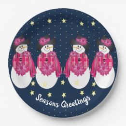 Yellow Stars With Navy Blue and Pink Paper Plates
