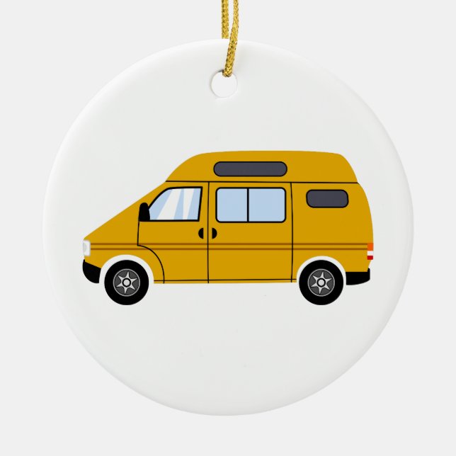 Yellow Stealth Camper Van High Top Mobile Freedom Ceramic Ornament (Front)