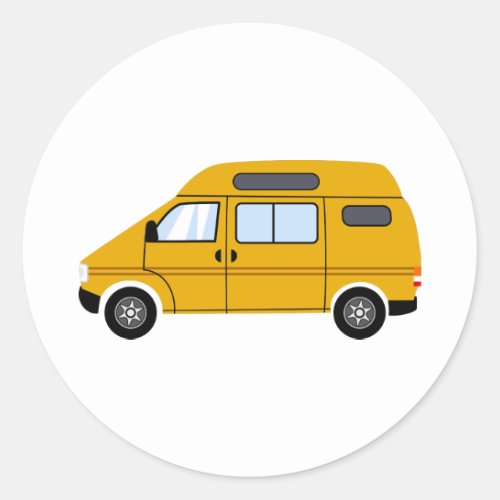 Yellow Stealth Camper Van High Top Mobile Freedom Classic Round Sticker