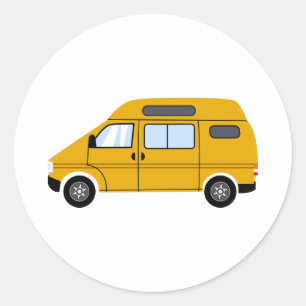 Yellow Stealth Camper Van High Top Mobile Freedom Classic Round Sticker