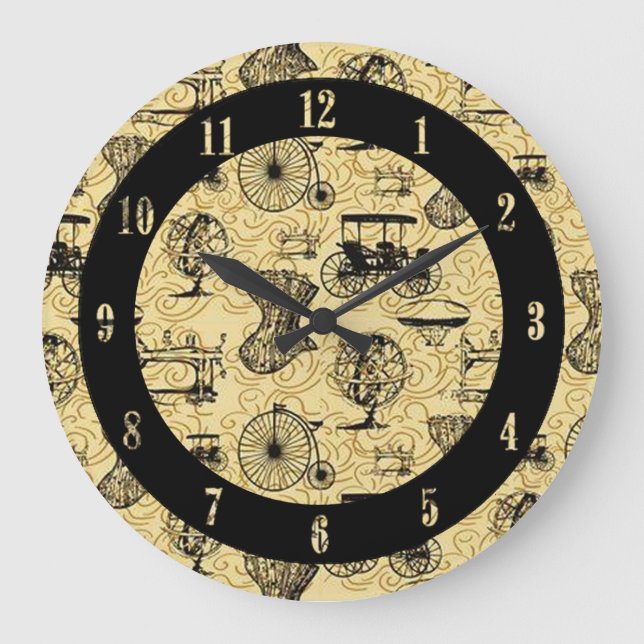 Yellow Steampunk Pattern Wall Clock (Front)