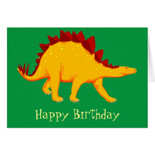 Yellow Stegosaurus dinosaur cute illustration (Front Horizontal)