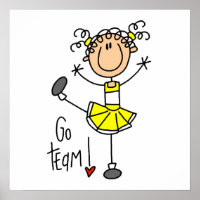 Yellow Stick Figure Cheerleader T-shirts and Gifts