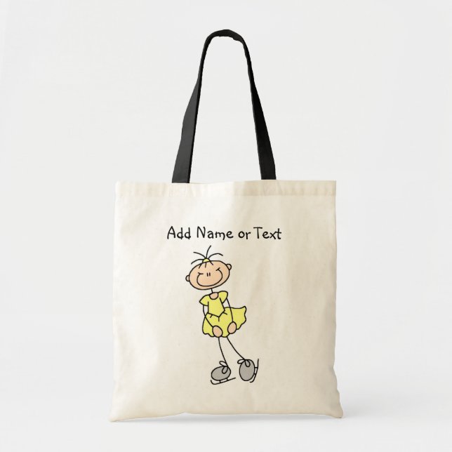 Yellow Stick Figure Girl Ice Skater Customized Bag (Front)
