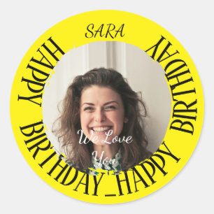 yellow Sticker for birthday fully customizable